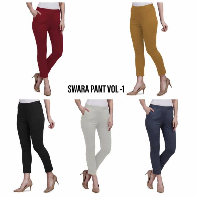 Swara Pant 1 Rich Soft Cotton Designer side pocket and backside elastic Party wear pencil Pants Collection